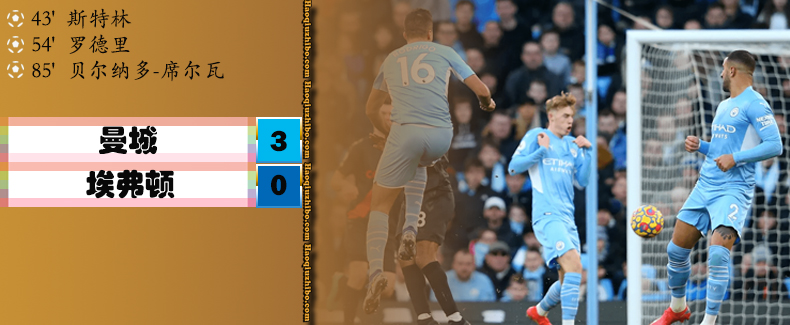 英超第12轮 曼城 3 - 0 埃弗顿