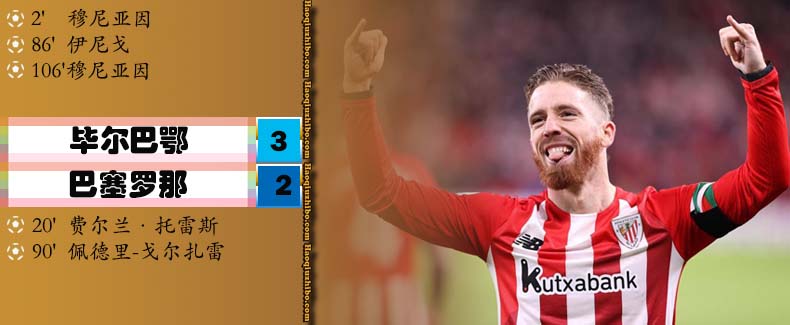 国王杯1/8决赛 毕尔巴鄂 3 - 2 巴塞罗那
