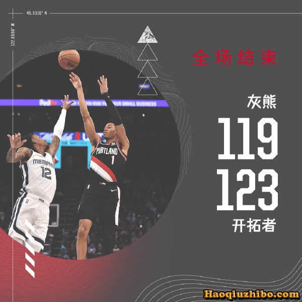 开拓者123-119灰熊