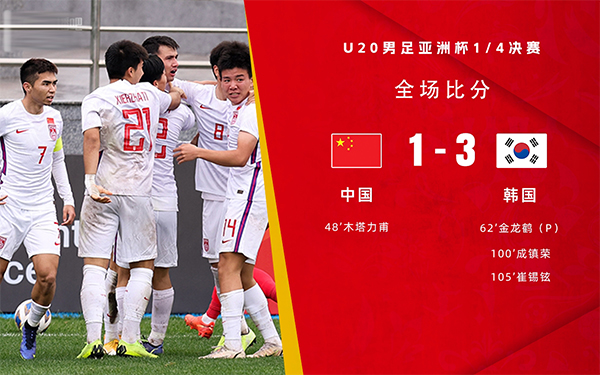 03月12日 U20亚洲杯1/4决赛 韩国U20vs中国男足U20 全场录像