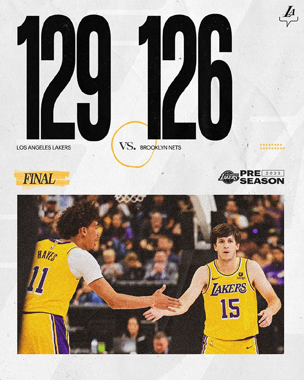 10月10日 NBA季前赛 篮网vs湖人 全场录像